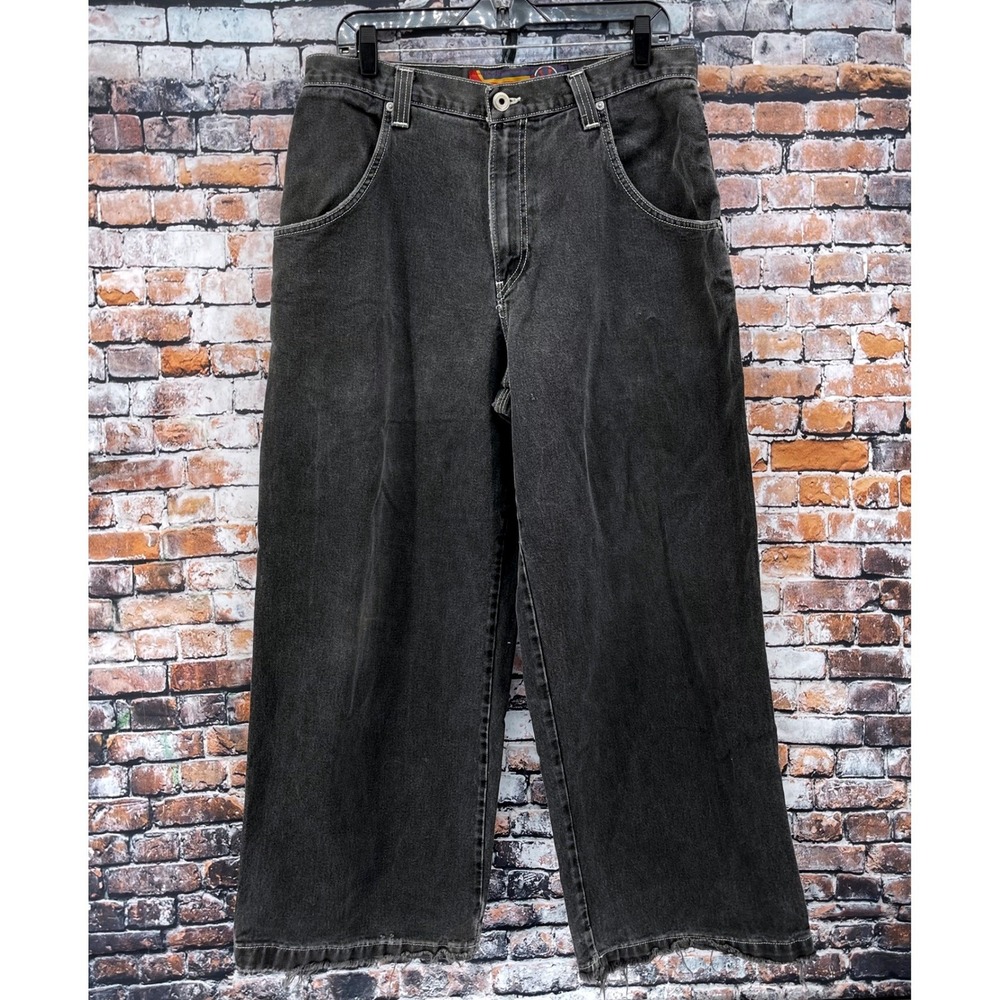 Vintage JNCO Jeans Mens 34x30 Black Crown Baggy Wide Leg Skater Y2K Denim